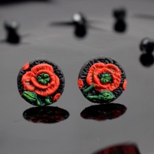 Małe kolczyki sztyfty "czerwony mak"