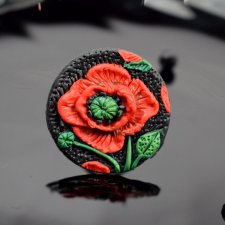 Duży pierścionek czerwony mak