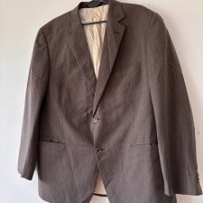 Brązowa męska  marynarka  włoska wełmiana  luxury w prążek – vintage klasyk w stylu old money