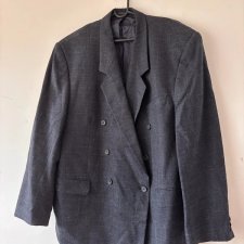 Granatowa dwurzędowa marynarka – elegancki vintage z lat 90 XXXL / 4XL