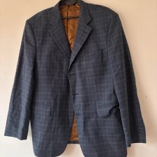 Marynarka męska Highmoor z dziewiczej wełny – szara krata, złota podszewka