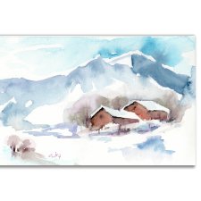 Akwarela ręcznie malowana  "Zima"+ rama