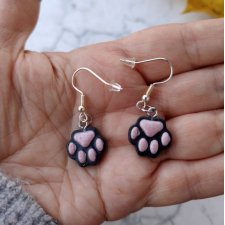 Kolczyki z żywicy w kształcie kocich łapek