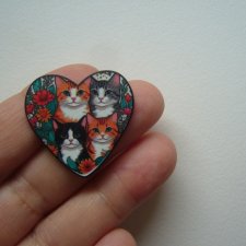 PIN PRZYPINKA BROSZKA  KOTKI KOCIE SERCE
