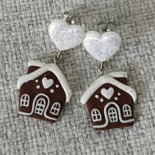 Świąteczne Kolczyki Domek z Piernika