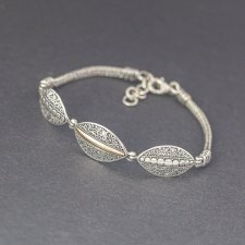 Srebrna bransoletka ze złotem 18K