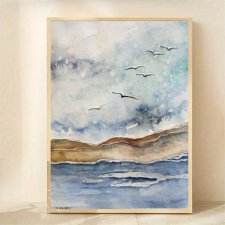 Morze- obraz  akwarela