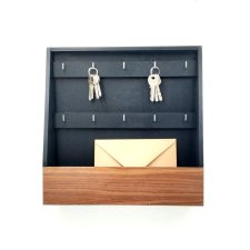 Otwarta skrzynka na klucze,10 haczyków, czarny plus orzech