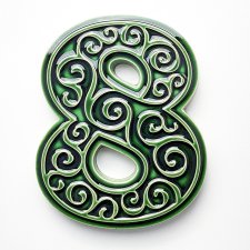 Numer domu, cyfra 8 zieleń butelkowa, ceramiczne numery na dom