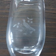 Szkany wazon vintage  grawerowany sygnowany