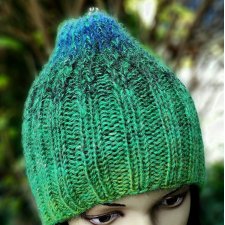 ombre zielone / czapka z jedwabiem