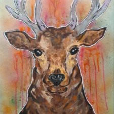 JELEŃ – ręcznie malowany obraz akrylowy 50 x 70 cm