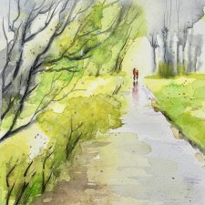 Wiosenny spacer originalna akwareli A4