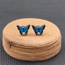 Kolczyki drewniane MOTYLKI niebieskie