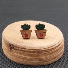 Kolczyki drewniane SUKULENTY