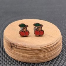 Kolczyki drewniane WISIENKI