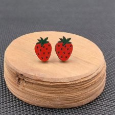 Kolczyki drewniane TRUSKAWKI