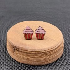 Kolczyki drewniane BABECZKI RÓŻOWE