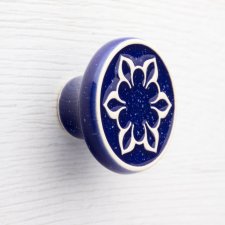 Ceramiczna gałka do mebli ciemnoniebieska nakrapiana, wz.2