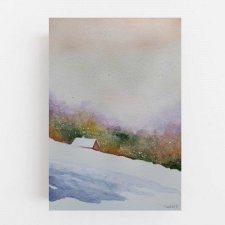 Zima- obraz akwarela