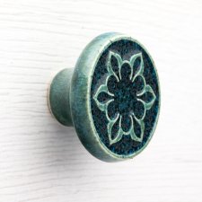 Ceramiczna gałka do mebli zielono-niebieska, wz.2