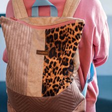 Patchworkowy plecak z suwakiem panterka