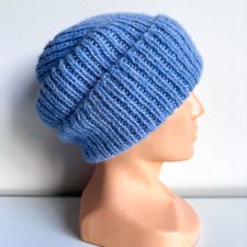 Ręcznie robiona czapka damska MORGANA Alpaka z Jedwabiem 6205/28 błękitny - od ręki