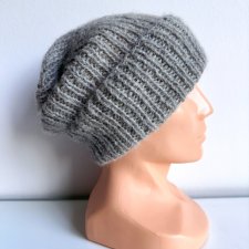 Ręcznie robiona czapka damska MORGANA Alpaka z Jedwabiem 501/02 Jasny Szary - od ręki