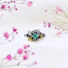 Pierścionek Leśny z Bluszczem i Szmaragdem