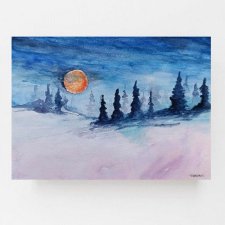 Zima- obraz  akwarela