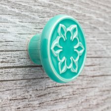 Ceramiczna gałka do mebli miętowo-turkusowa, wz.2
