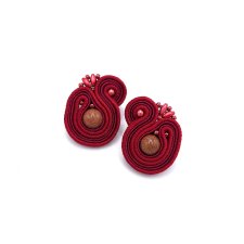Kolczyki sutasz bordowe sztyfty "Largo" z piaskiem pustyni małe lekkie
