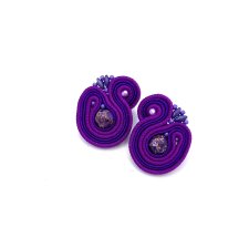 Kolczyki sutasz fioletowe sztyfty "Largo" z jaspisem małe lekkie