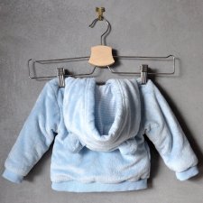Urocza błękitna bluza polar z uszami do 9-12 miesięcy 80 cm