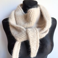 Wełniany szal 100% Merino plus moher i jedwab MIRA chusta Nitkowe Love 50/56 jasny beż - od ręki