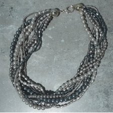 szaro kremowe perły hodowlane naszyjnik