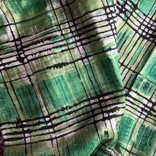 Silk scarf - vintage hand made - szal jedwabny graficzny wzór żywe kontrastowe barwy ręczna praca