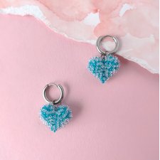 Kolczyki Serduszka z koralików niebieskie