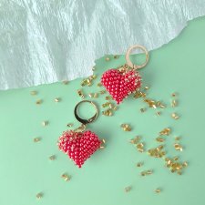 Kolczyki Serduszka z koralików czerwone