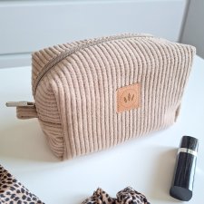 Sztruksowa kosmetyczka kuferek Beżowa