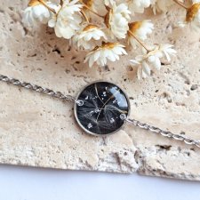 Bransoletka z żywicy kółko z dmuchawcem srebrna