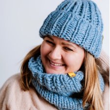 Komplet zimowy wełniana czapka i komin WOOLY błękit