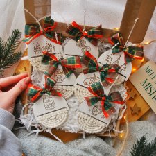 Makramowe zawieszki choinkowe białe | Ozdoby handmade