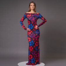 Sukienka z odsłoniętymi ramionami - Julia Maxi Flower Power