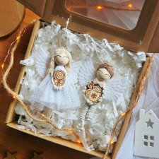 Aniołki świąteczne - zestaw 2 szt. | Makramowe aniołki na święta