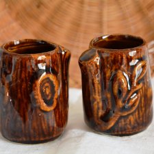 2 kieliszki pieńki z ceramiki