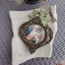 Świąteczna zawieszka retro z wizerunkiem Świętego Mikołaja