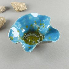 Talerzyk na biżuterię, niebieski kwiat ceramika