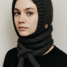 Balaclava kominiarka kaptur zamiast czapki merino alpaca jedwab