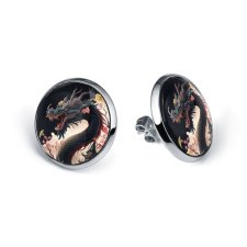 Kolczyki sztyfty Chiński Smok – orientalny wzór, ręcznie robione